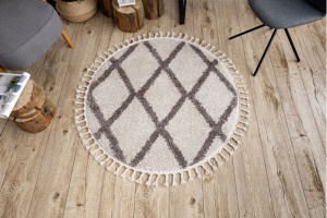 Krémový shaggy koberec Berber Troik kruh