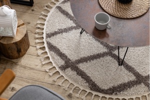 Krémový shaggy koberec Berber Troik kruh