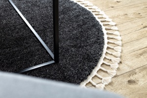 Antracitový shaggy koberec Berber 9000 Maroko kruh