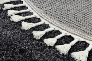 Antracitový shaggy koberec Berber 9000 Maroko kruh