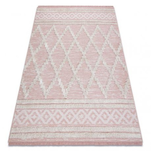 Koberec      ECO SISAL BOHO MOROC Diamanty 22297 strapce - dve vrstvy rúna ružová /  krémová, recyklovateľná bavlna b