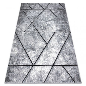 Moderný koberec COZY 8872 Wall,  geometrický , trojuholníky - Štrukturálny, dve vrstvy rúna sivá / modrá