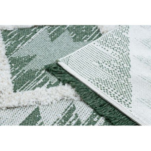 Ekologický koberec MOROC EKO SISAL 22312 Diamanty, strapce, dve vrstvy rúna, zelená, krémová, recyklovateľná bavlna