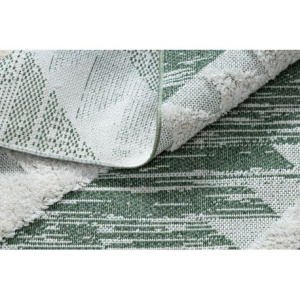 Ekologický koberec MOROC EKO SISAL 22312 Diamanty, strapce, dve vrstvy rúna, zelená, krémová, recyklovateľná bavlna
