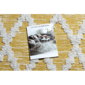 Koberec ECO SISAL BOHO MOROC Diamanty 22297 strapce - dve vrstvy rúna žltá /  krémová, recyklovateľná bavlna