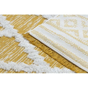 Koberec ECO SISAL BOHO MOROC Diamanty 22297 strapce - dve vrstvy rúna žltá /  krémová, recyklovateľná bavlna