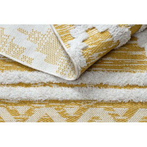 Koberec ECO SISAL BOHO MOROC Diamanty 22297 strapce - dve vrstvy rúna žltá /  krémová, recyklovateľná bavlna