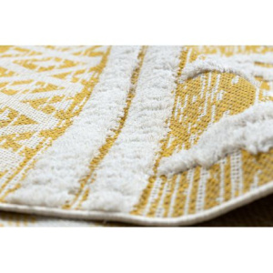 Koberec ECO SISAL BOHO MOROC Diamanty 22297 strapce - dve vrstvy rúna žltá /  krémová, recyklovateľná bavlna