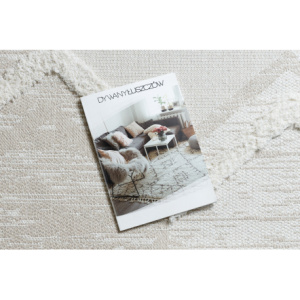 Koberec ECO SISAL MOROC 22314 kosoštvorce, cikcakcikcak, boho strapce - štrukturálna béžová / krémová