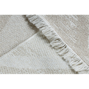Koberec ECO SISAL MOROC 22314 kosoštvorce, cikcakcikcak, boho strapce - štrukturálna béžová / krémová