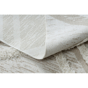 Koberec ECO SISAL MOROC 22314 kosoštvorce, cikcakcikcak, boho strapce - štrukturálna béžová / krémová
