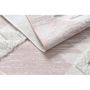 Koberec ECO SISAL BOHO MOROC Diamanty 22312 strapce - dve vrstvy rúna   ružová  /  krémová, recykl