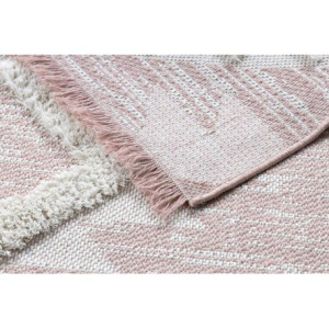 Koberec ECO SISAL BOHO MOROC Diamanty 22312 strapce - dve vrstvy rúna   ružová  /  krémová, recykl