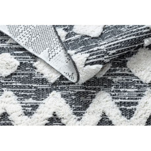 Koberec ECO SISAL BOHO MOROC Etno Cik cak 22319 strapce - dve vrstvy rúna sivá /  krémová, recyklovateľná bavlna