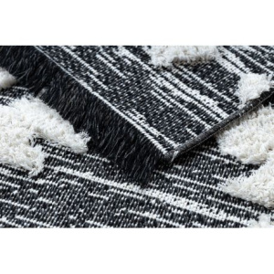 Koberec ECO SISAL BOHO MOROC Etno Cik cak 22319 strapce - dve vrstvy rúna sivá /  krémová, recyklovateľná bavlna