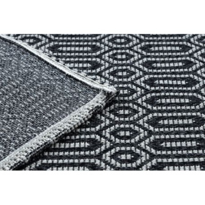 Koberec CASA ECO SISAL Boho vzor očká 22075, čierna, sivá, recyklovateľná bavlna