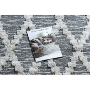 Koberec ECO SISAL BOHO MOROC Diamanty 22297 strapce - dve vrstvy rúna sivá /  krémová, recyklovateľná bavlna