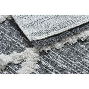 Koberec ECO SISAL BOHO MOROC Diamanty 22297 strapce - dve vrstvy rúna sivá /  krémová, recyklovateľná bavlna