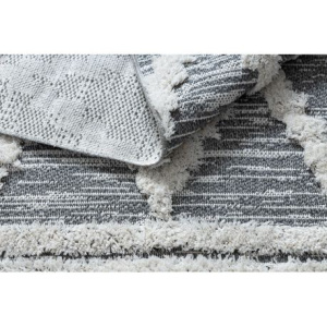 Koberec ECO SISAL BOHO MOROC Diamanty 22297 strapce - dve vrstvy rúna sivá /  krémová, recyklovateľná bavlna