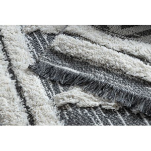 Koberec ECO SISAL BOHO MOROC Diamanty 22297 strapce - dve vrstvy rúna sivá /  krémová, recyklovateľná bavlna