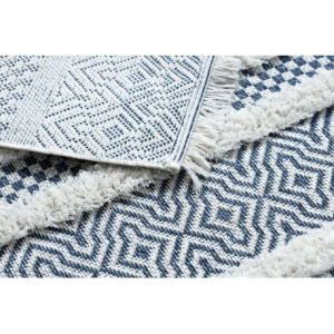 Koberec ECO SISAL BOHO MOROC Pásy 22328 strapce - dve vrstvy rúna krémová / tmavo - modry  c