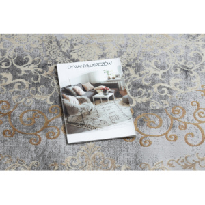 Moderný koberec LUCE 91 ornament vintage - Štrukturálny sivá / horčica