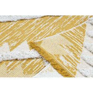Koberec ECO SISAL BOHO MOROC Diamanty 22312 strapce - dve vrstvy rúna žltá /  krémová, recyklovateľná bavlna