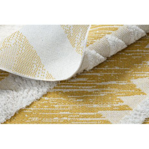 Koberec ECO SISAL BOHO MOROC Diamanty 22312 strapce - dve vrstvy rúna žltá /  krémová, recyklovateľná bavlna
