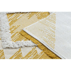 Koberec ECO SISAL BOHO MOROC Diamanty 22312 strapce - dve vrstvy rúna žltá /  krémová, recyklovateľná bavlna
