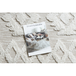 Koberec ECO SISAL MOROC 22319 kosoštvorce boho strapce - štrukturálna béžová / krémová