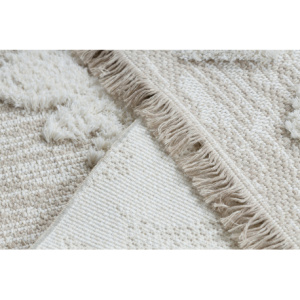 Koberec ECO SISAL MOROC 22319 kosoštvorce boho strapce - štrukturálna béžová / krémová