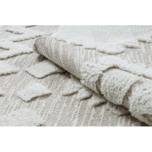 Koberec ECO SISAL MOROC 22319 kosoštvorce boho strapce - štrukturálna béžová / krémová