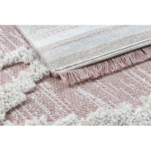 Koberec      ECO SISAL BOHO MOROC Diamanty 22297 strapce - dve vrstvy rúna ružová /  krémová, recyklovateľná bavlna b