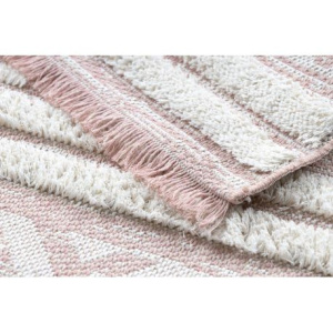Koberec      ECO SISAL BOHO MOROC Diamanty 22297 strapce - dve vrstvy rúna ružová /  krémová, recyklovateľná bavlna b